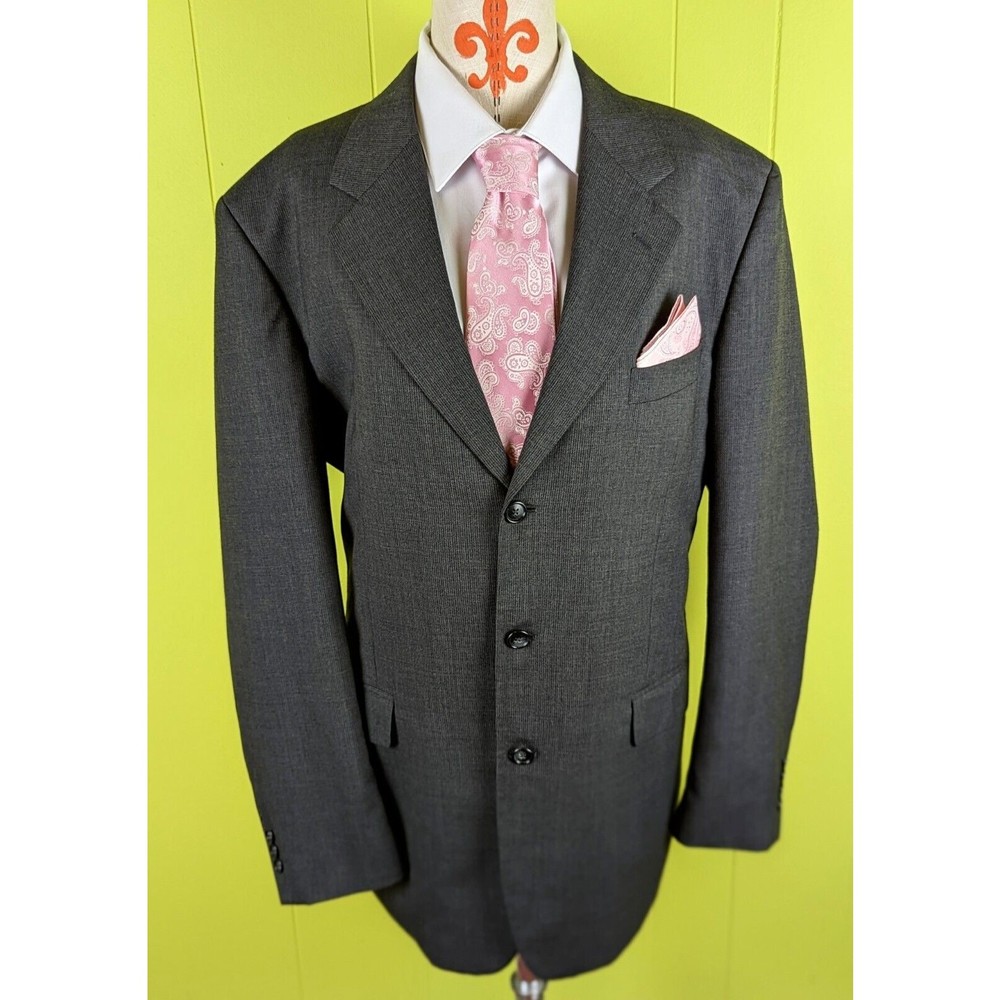Kilburne And Finch Men's 42 Long Blazer Jacket 2 Button Wool Blend Gray Striped